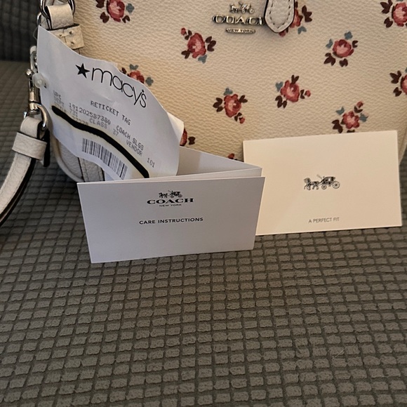 Coach White Floral Crossbody Wristlet Purse - Picture 2 of 5